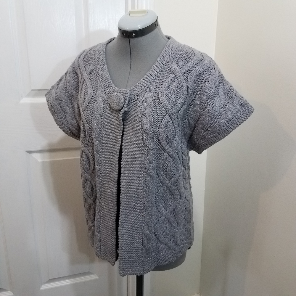 Zara gray chunky knit cottagecore wool cardigan S